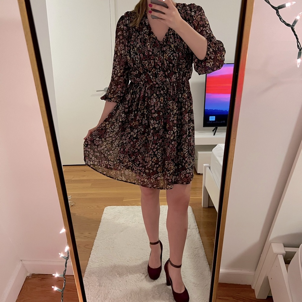 MNG 3/4 Sleeve Floral Dress - Size US 6
